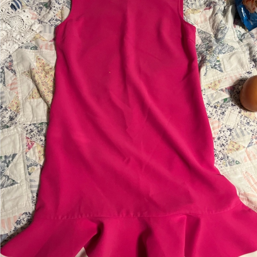 PINK VICTORIA BECKHAM DRESS WITH RUFFLE BOTTOM
